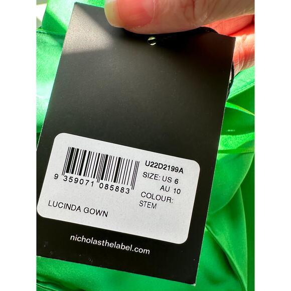 NWT Nicholas Lucinda Green Silk Halter Slip Maxi Dress Women’s US 6 - Picture 12 of 15